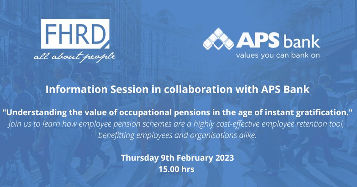 APS Bank delivering FHRD talk on occupational pensions