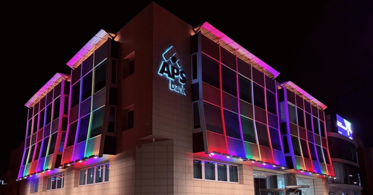 APS Bank lights Head Office facade for Pride 2026